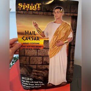 Spirit Halloween White and Gold Toga Hail Caesar Costume